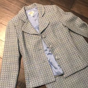 Talbots blue tweed skirt suit - 4
